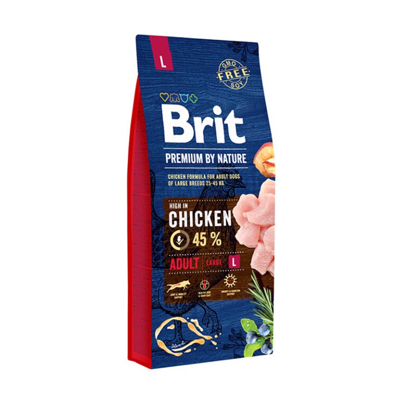 בריט פרימיום כלב בוגר גזע גדול 15 ק"ג עוף Brit Premium