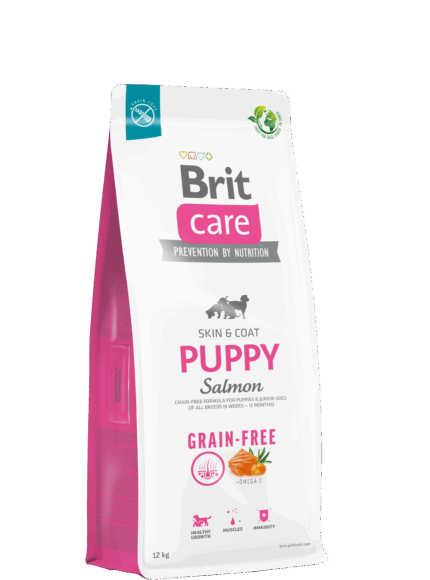 בריט קר כלב גור בינוני/קטן 12 ק"ג סלמון ותפוח אדמה נטול דגנים Brit Care