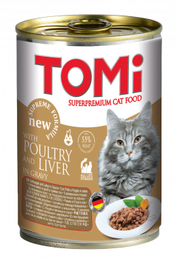 טומי שימורים מזון מלא לחתול עוף וכבד ברוטב 400 גרם Tomi