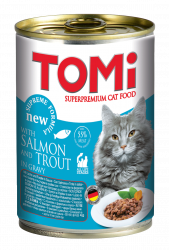 טומי שימורים מזון מלא לחתול סלמון ופורל ברוטב 400 גרם Tomi
