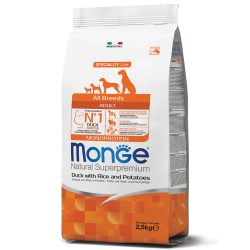 מונג לכלב בוגר כל הגזעים ברווז אורז ותפו”א 2.5 ק”ג Monge