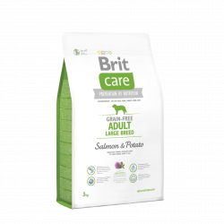 בריט קר כלב בוגר גזע גדול 3 ק”ג סלמון ותפוח אדמה נטול דגנים Brit Care