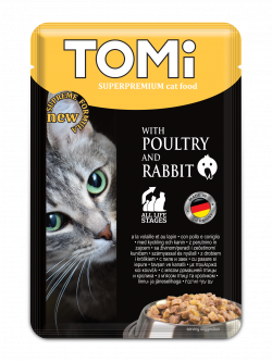 טומי מעדנית פאוצ’ עוף וארנבת חתולים Tomi