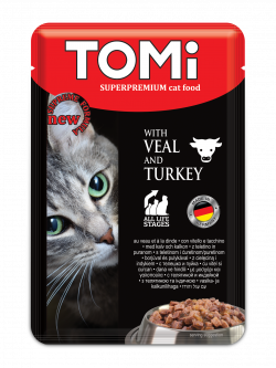 טומי מעדנית פאוצ' עגל והודו חתולים Tomi