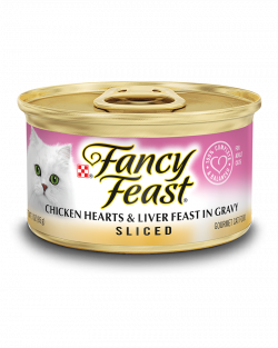 שימורים לחתול פנסי פיסט נתחי לבבות עוף וכבד 85 גרם Fancy Feast