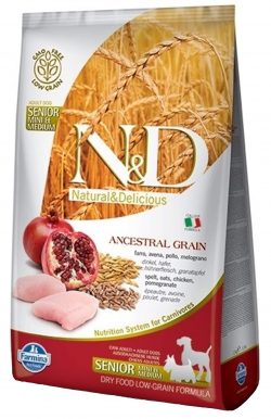 נאטורל אנד דלישס לכלב מבוגר עוף ורימון מופחת דגנים 12 ק"ג N&D