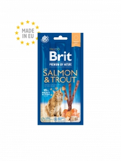 בריט סטיק לחתול סלמון ופורל 15 גרם Brit Premium
