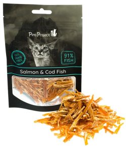פטס פרוג’קט חטיף לחתול סלמון עם דג קוד 50 גרם PetsProject