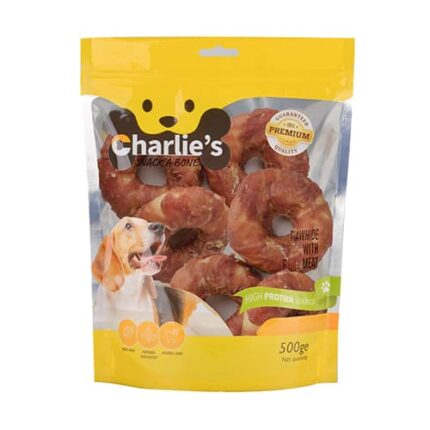 חטיף צ`רליז דונאט בקר עטוף בשר ברווז 500 גרם Charlie's