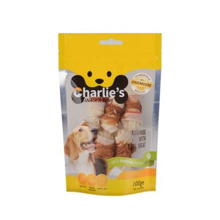 חטיף צ`רליז עצם קשר בקר עם בשר ברווז 100 גרם Charlie’s