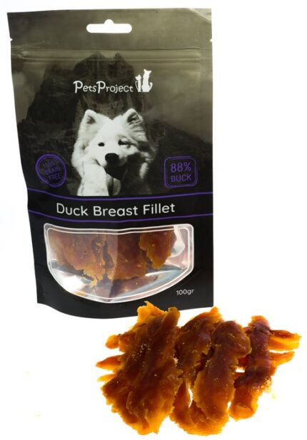 פטס פרוג'קט חטיף לכלב פילה חזה ברווז 100 גרם