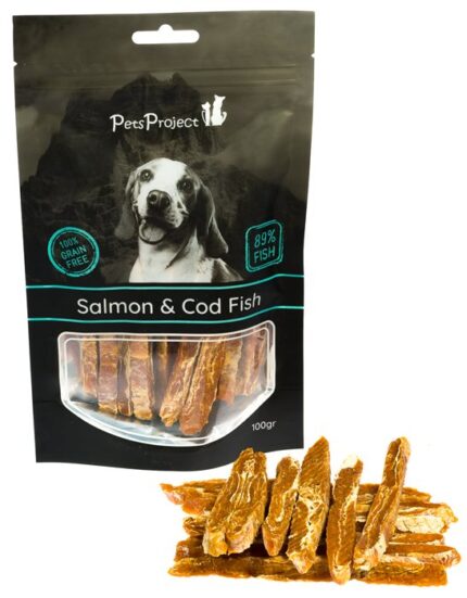 פטס פרוג'קט חטיף לכלב רצועות ברווז ודג קוד 100 גרם