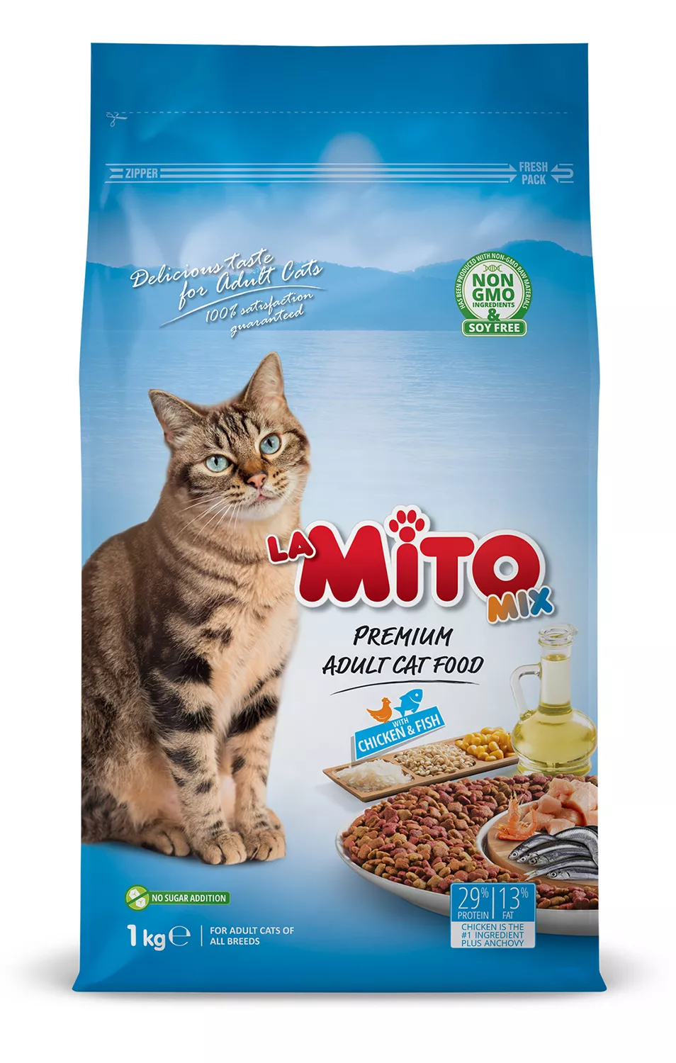 מיטו חתול מיקס עוף ודגים 1 ק”ג  Mito