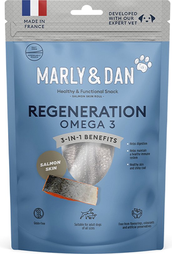 MARLY&DAN חטיף לכלבים רול עור סלמון 60 גרם