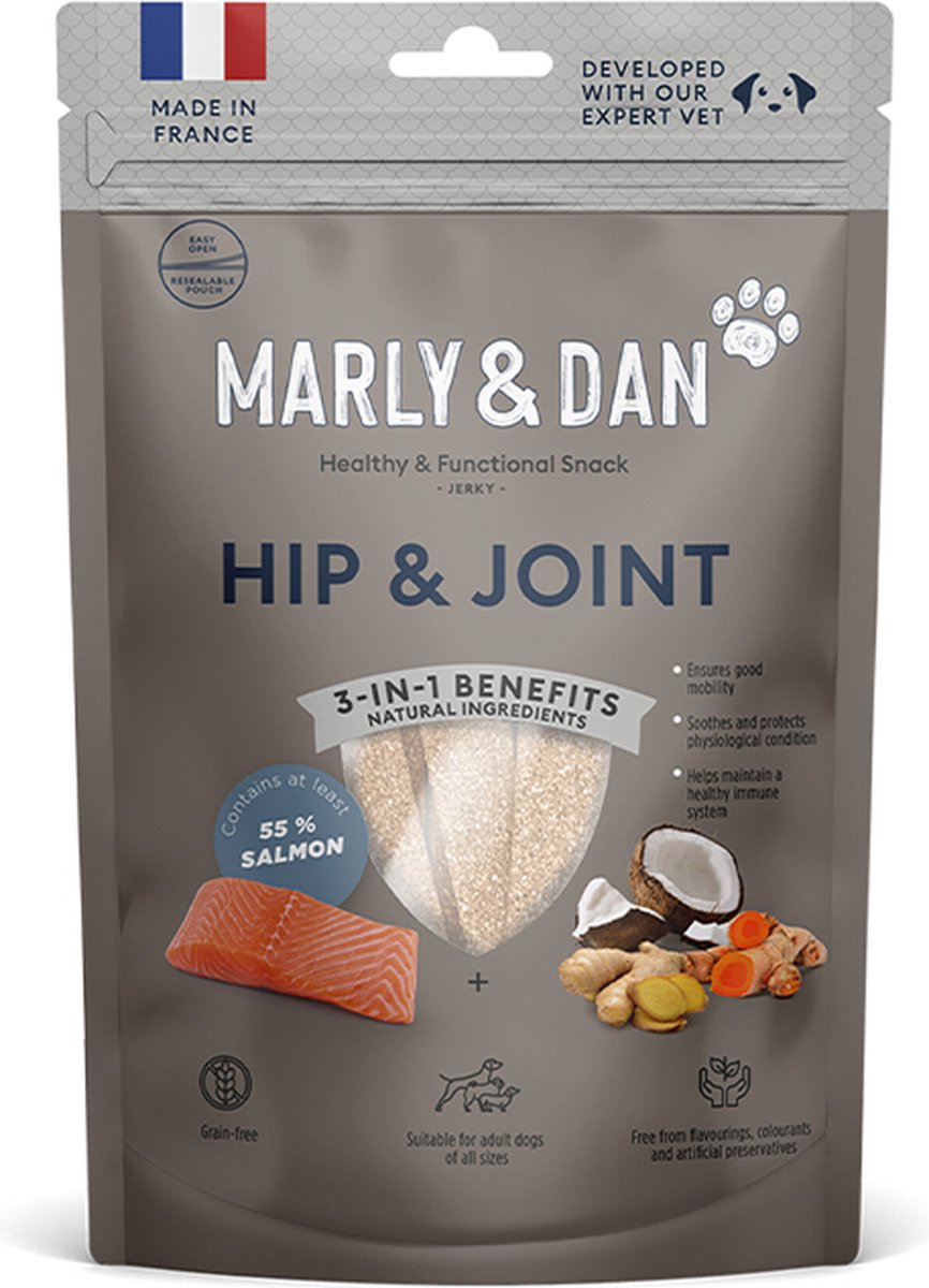 MARLY&DAN חטיף ג’רקי לכלבים תמיכה במפרקים 80 גרם