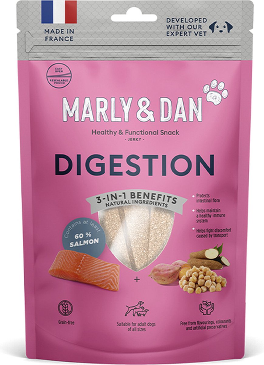 MARLY&DAN חטיף ג’רקי לכלבים למערכת עיכול 80 גרם