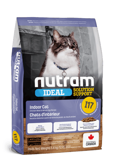 נוטרם I17 חתול אינדור&הירבול עוף וביצים 5.4 ק"ג Nutram