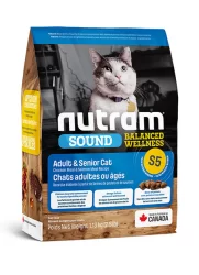 נוטרם S5 חתול בוגר וסניור עוף וסלמון 2 ק"ג Nutram