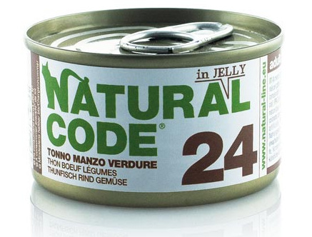 נטורל קוד 24 טונה בקר וירקות  לחתול 85 גרם Natural Code