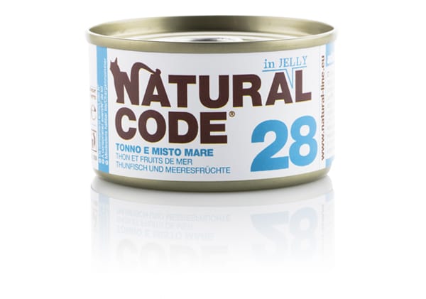 נטורל קוד 28 טונה ופירות ים בג’לי לחתול 85 גרם Natural Code