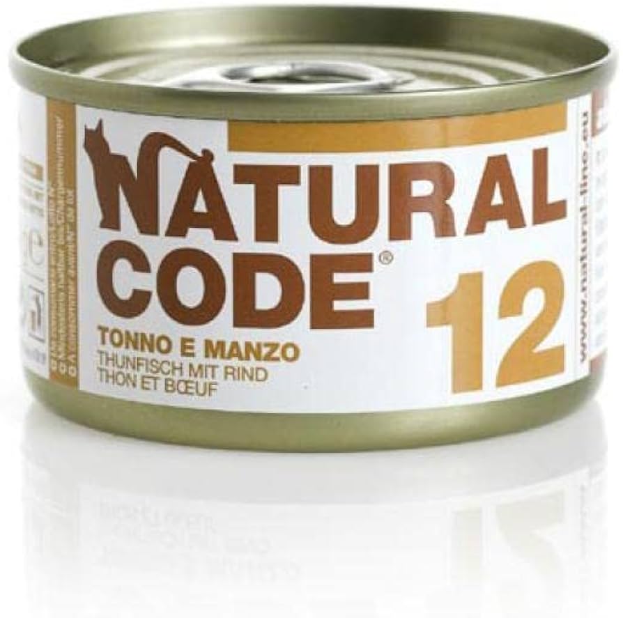 נטורל קוד 12 טונה ובקר לחתול 85 גרם Natural Code
